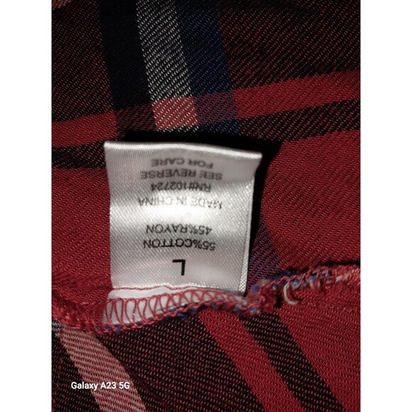 Hester & Orchard Shirt Womens L Red Plaid Flannel Button Up Long Sleeve - Picture 6 of 7
